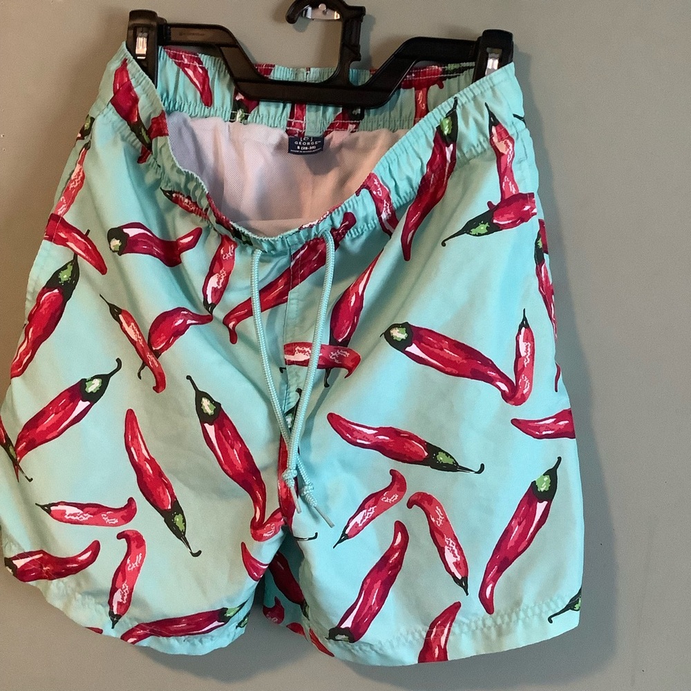 GEORGE BRAND MENS SWIM TRUNKS HOT PEPPER PRINT SIZE S (28-30) WORN ONCE